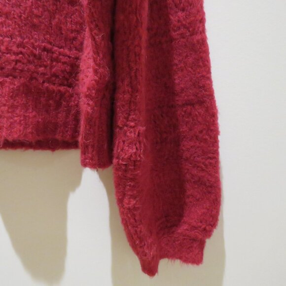 JOIE Blanche Crew Neck Alpaca Wool Blend Sweater in Fuchsia Red Quiet Luxury - Picture 7 of 14